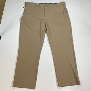 Birdie Bound Mens Performance Golf Pants Khaki Stretch 42x30 Floral Waistband
